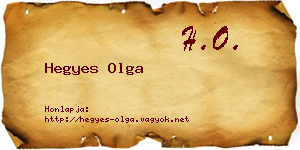 Hegyes Olga névjegykártya